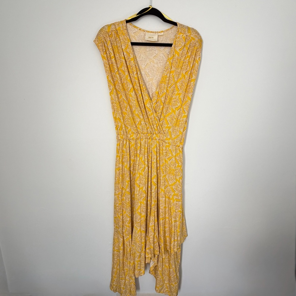 Anthropologie Maeve  High Low Boho Flowy Dress Yellow size S